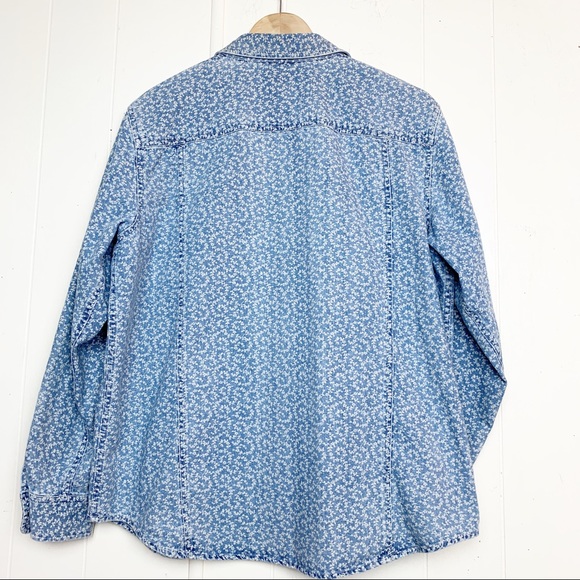 Lauren Jeans Co floral denim shirt snap buttons - Picture 2 of 6